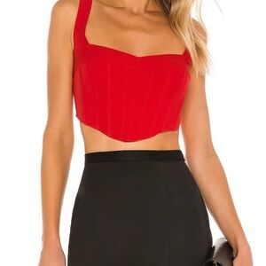BARDOT RED BUSTIER TOP